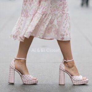 Dolce Vita x Byrdie Golf Pink Gingham Platform Heel Sandals | Size 8.5 | NWT